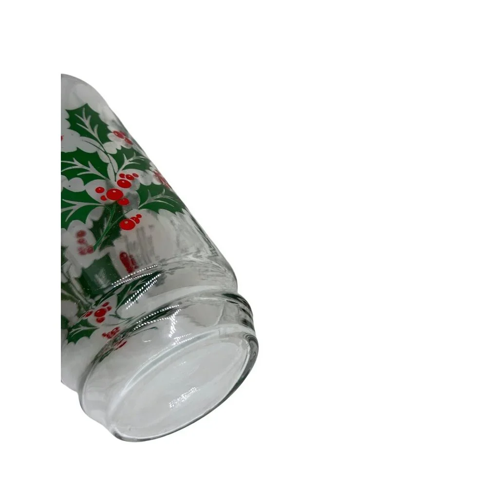 VTG NIB Indiana Glass Holly 6Pc Holiday Cooler Berry Glasses Christmas Drinkware